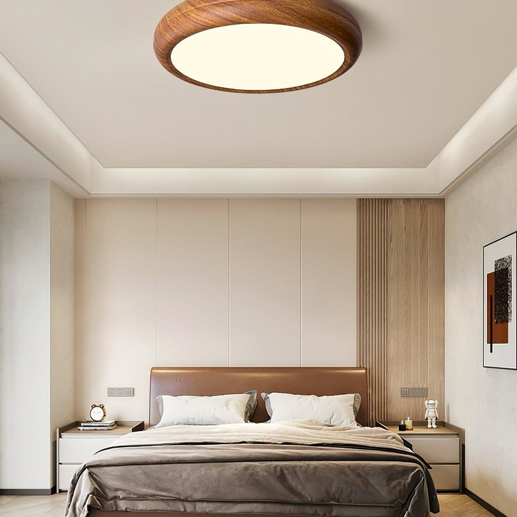 Scandinavian Wood Flush Mount Ceiling Light for Living Room