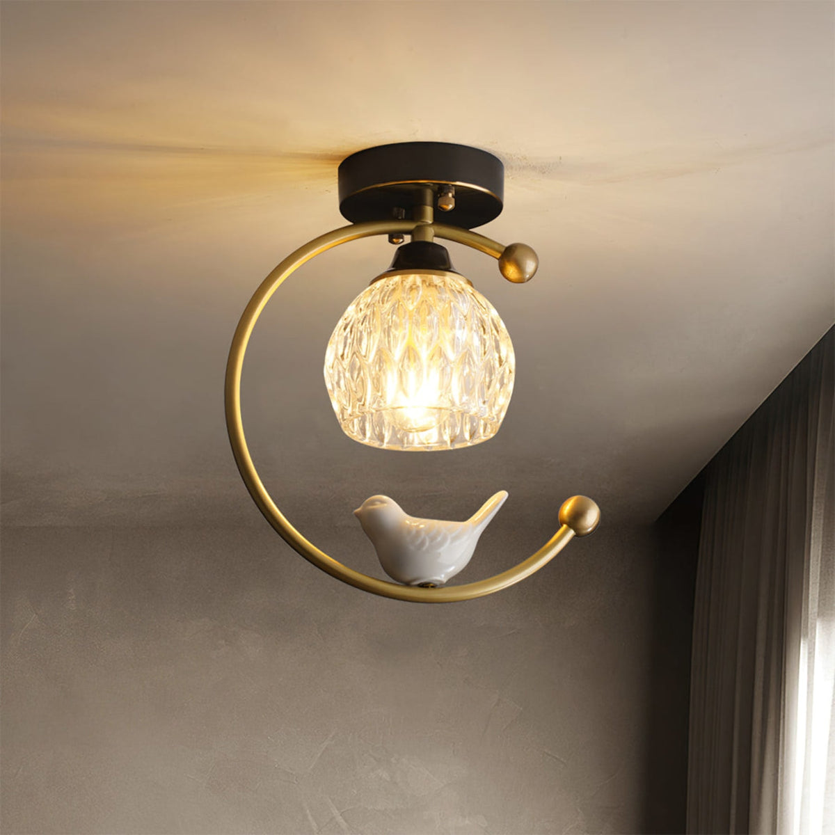 Modern Solid Brass Flush Mount Ceiling Light