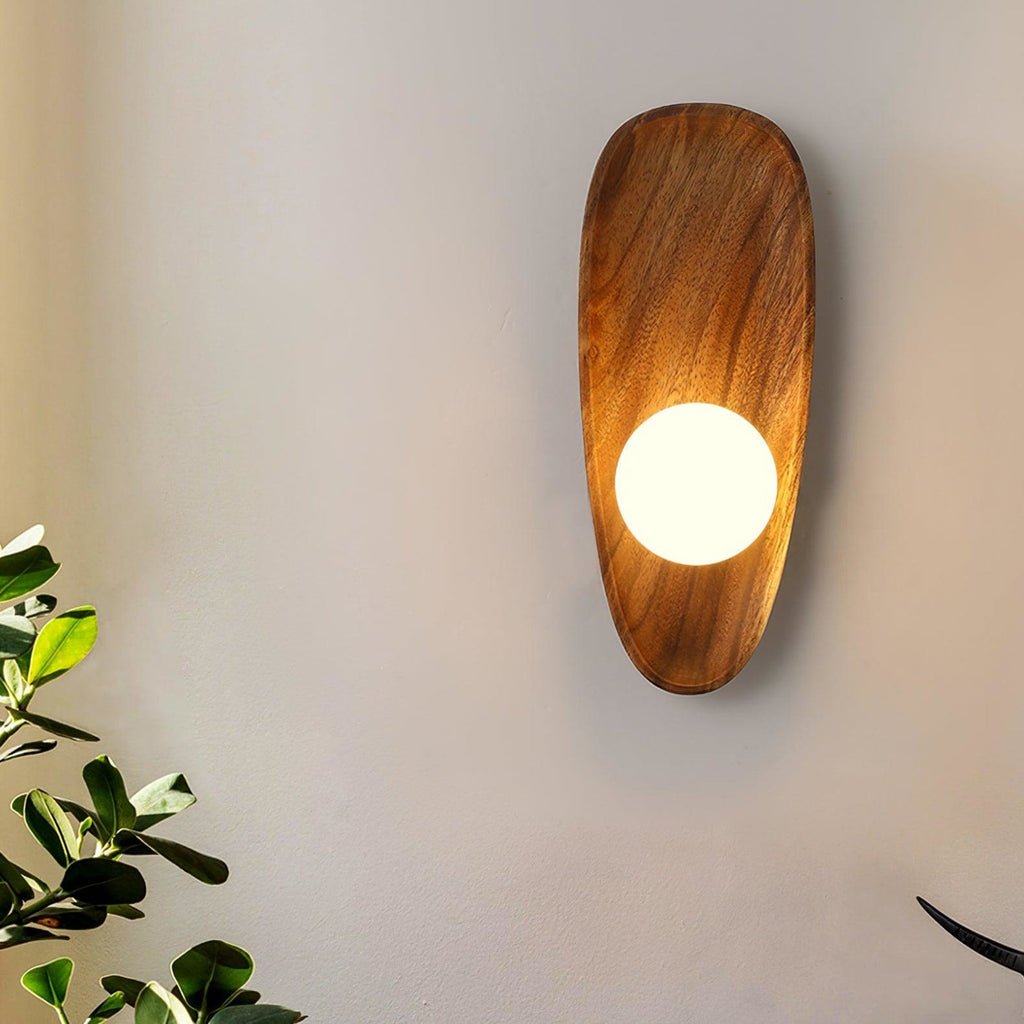 Modern Wood and Glass Wall Sconce for Living Room
