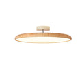 Scandinavian Wood-Effect Flush Mount Ceiling Light With Tri-Color Glow