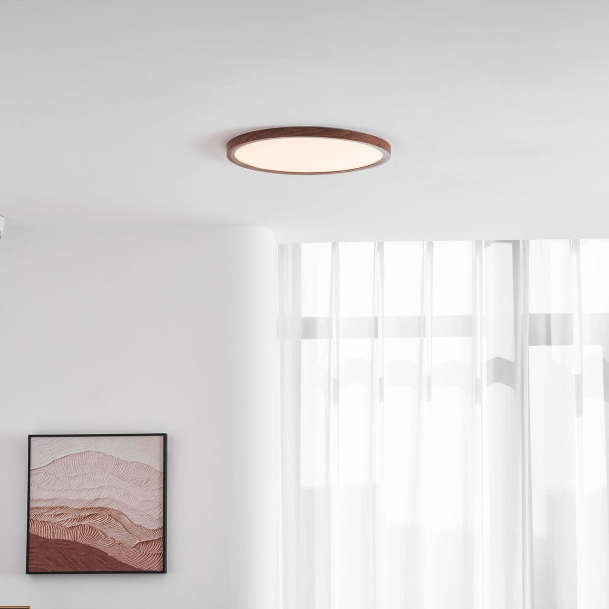 Minimalist Wood Flush Mount Ceiling Light With Slim Profile