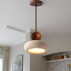 Modern Wood And Concrete Pendant Light With Warm LED Glow