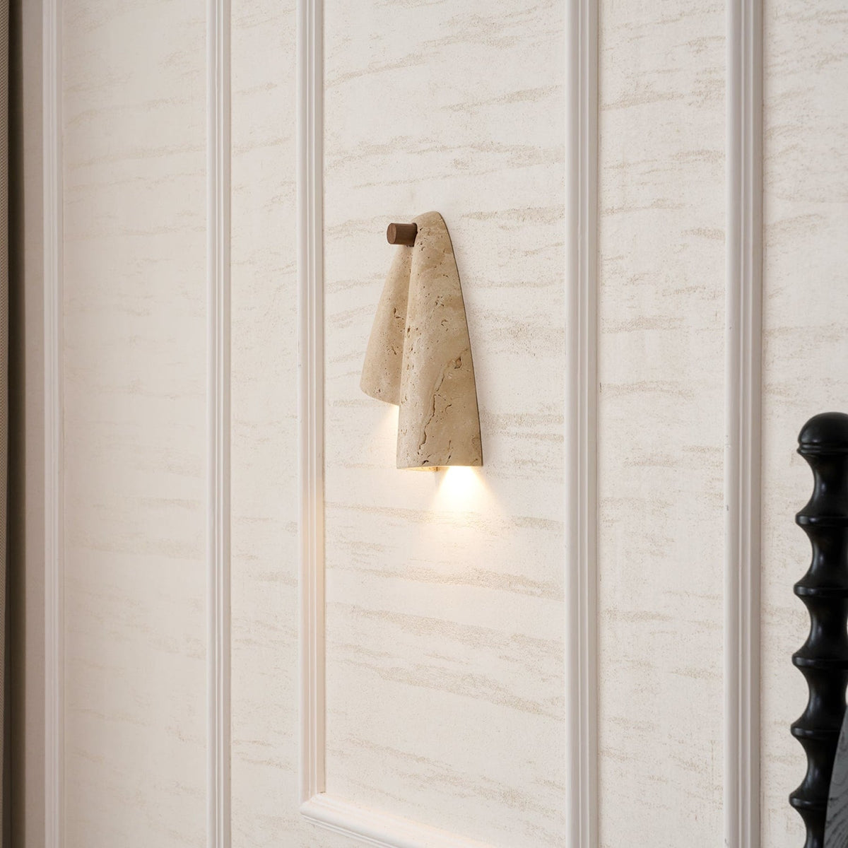 Modern Travertine Wall Sconce With Warm LED Glow