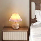 Bohemian Rattan Table Lamp With Tri-Color Warm Light