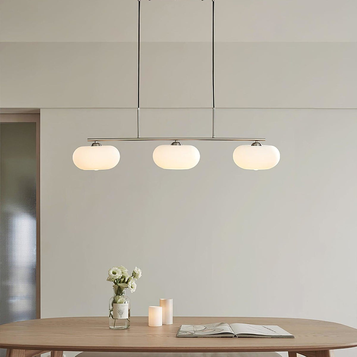 Modern Glass Pendant Light With Tri-Color LED Glow