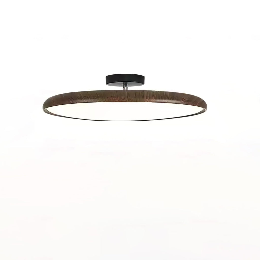 Scandinavian Wood-Effect Flush Mount Ceiling Light With Tri-Color Glow