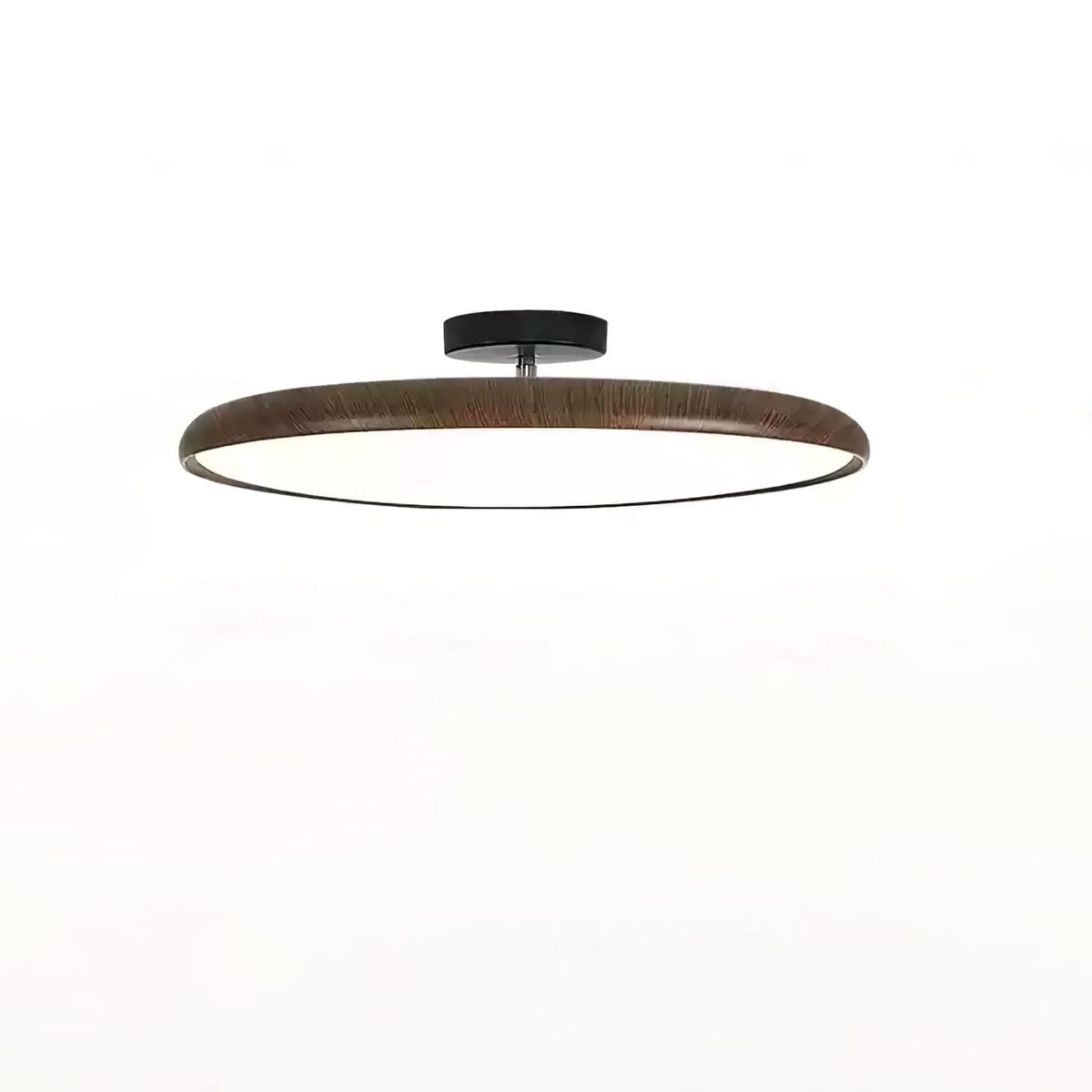 Scandinavian Wood-Effect Flush Mount Ceiling Light With Tri-Color Glow