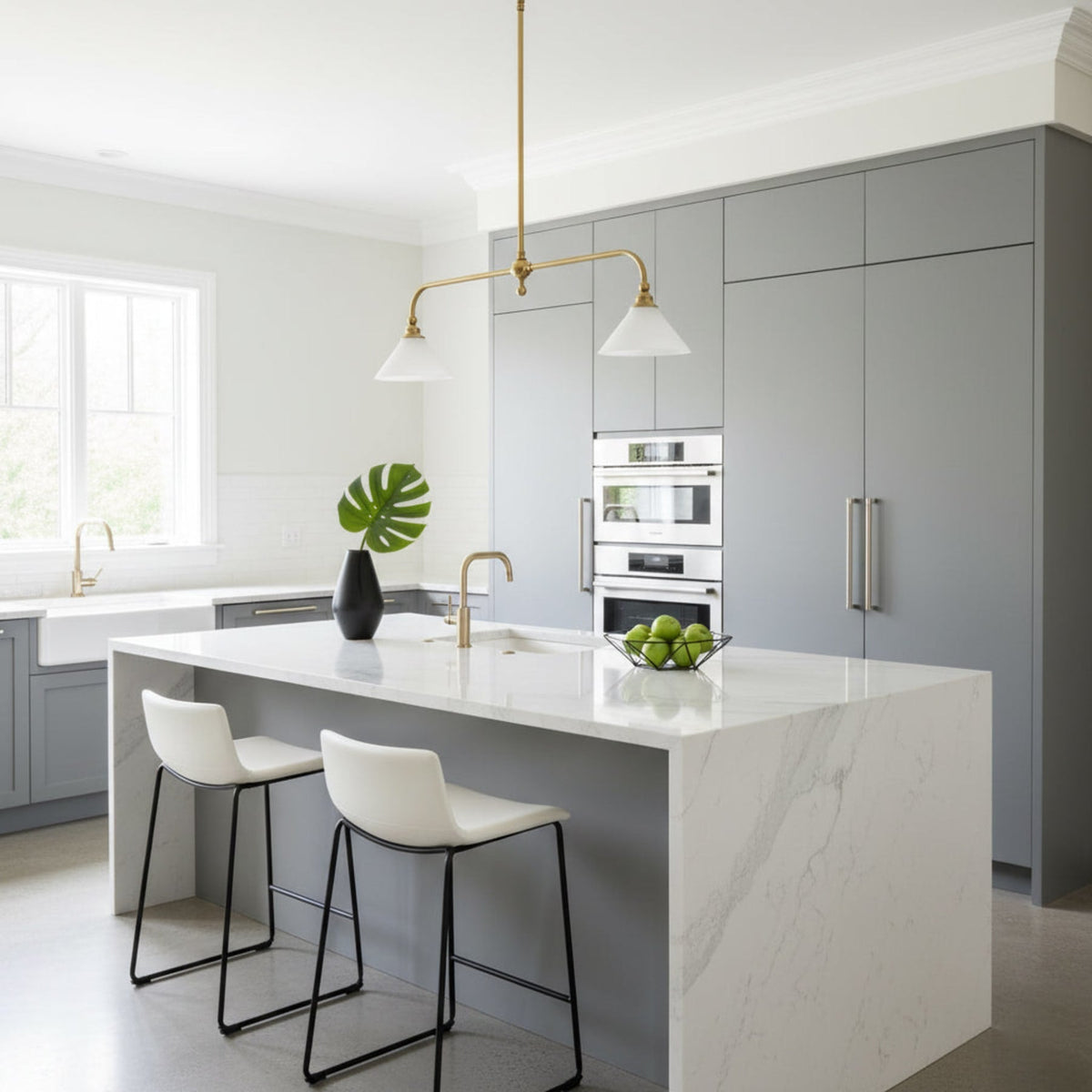 Modern Brass Pendant Light With Ceramic Shades for Dining Room