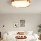 Scandinavian Wood Flush Mount Ceiling Light With Slim Low-Profile Design