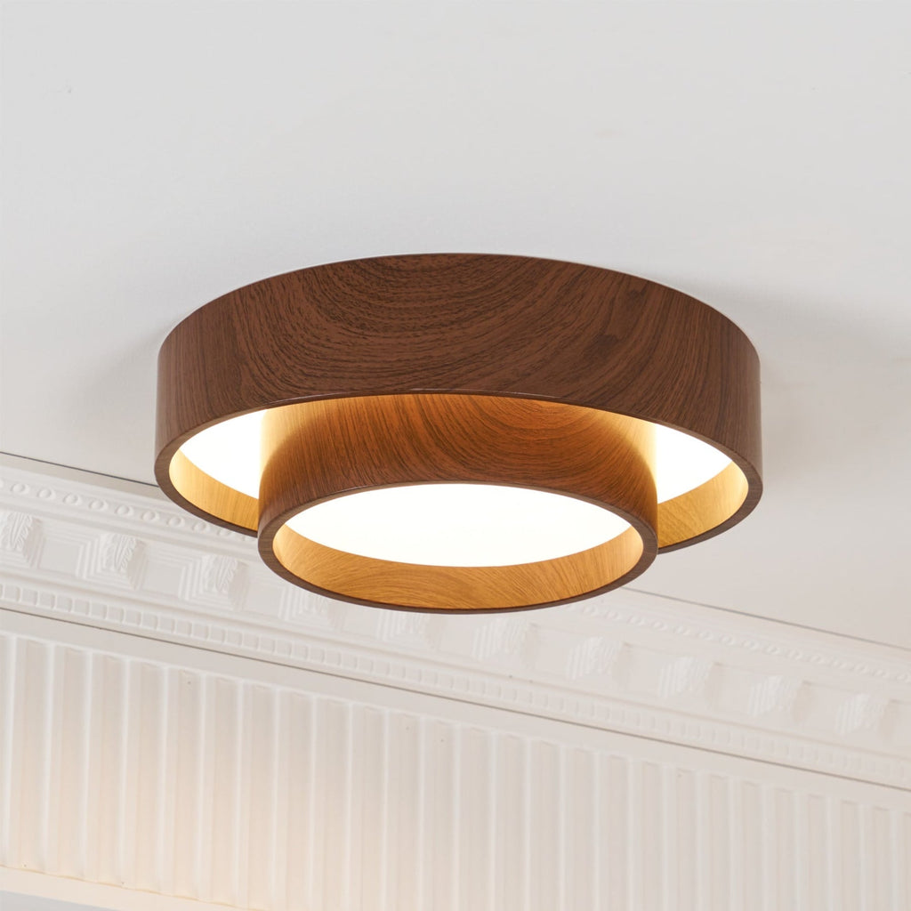Scandinavian Wood Flush Mount Ceiling Light for Living Room
