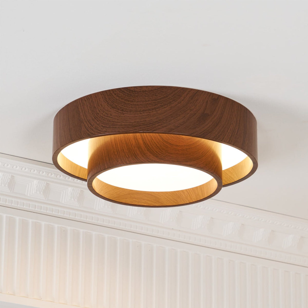 Scandinavian Wood Flush Mount Ceiling Light for Living Room