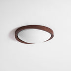 Modern Wood-Effect Fabric Flush Mount Ceiling Light With Tri-Color Glow