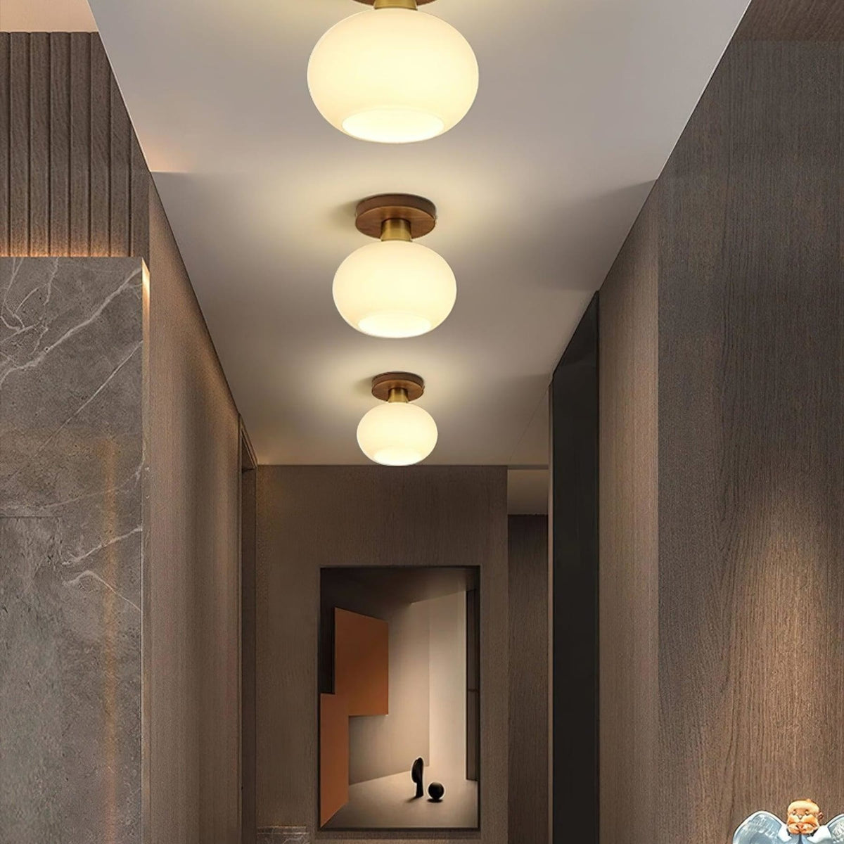 Modern Solid Wood Semi-Flush Ceiling Light for Living Room