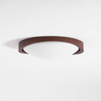 Modern Wood-Effect Fabric Flush Mount Ceiling Light With Tri-Color Glow