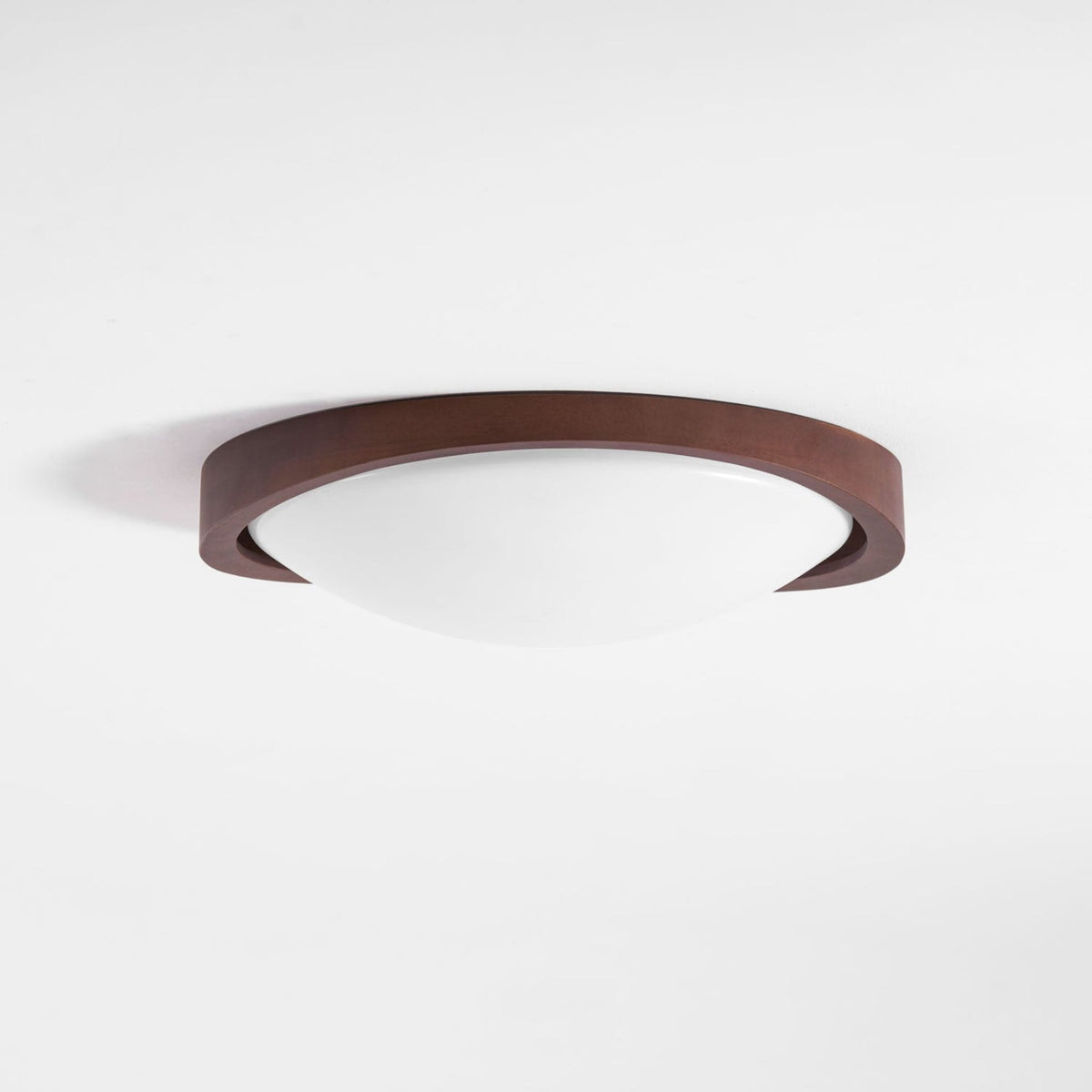 Modern Wood-Effect Fabric Flush Mount Ceiling Light With Tri-Color Glow
