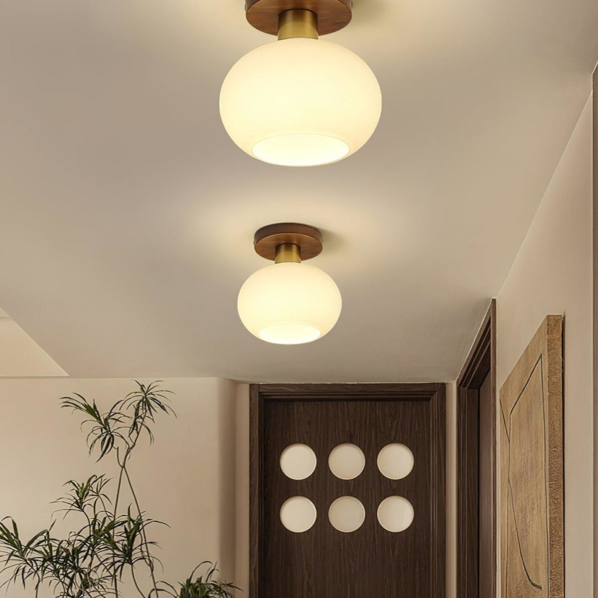 Modern Solid Wood Semi-Flush Ceiling Light for Living Room