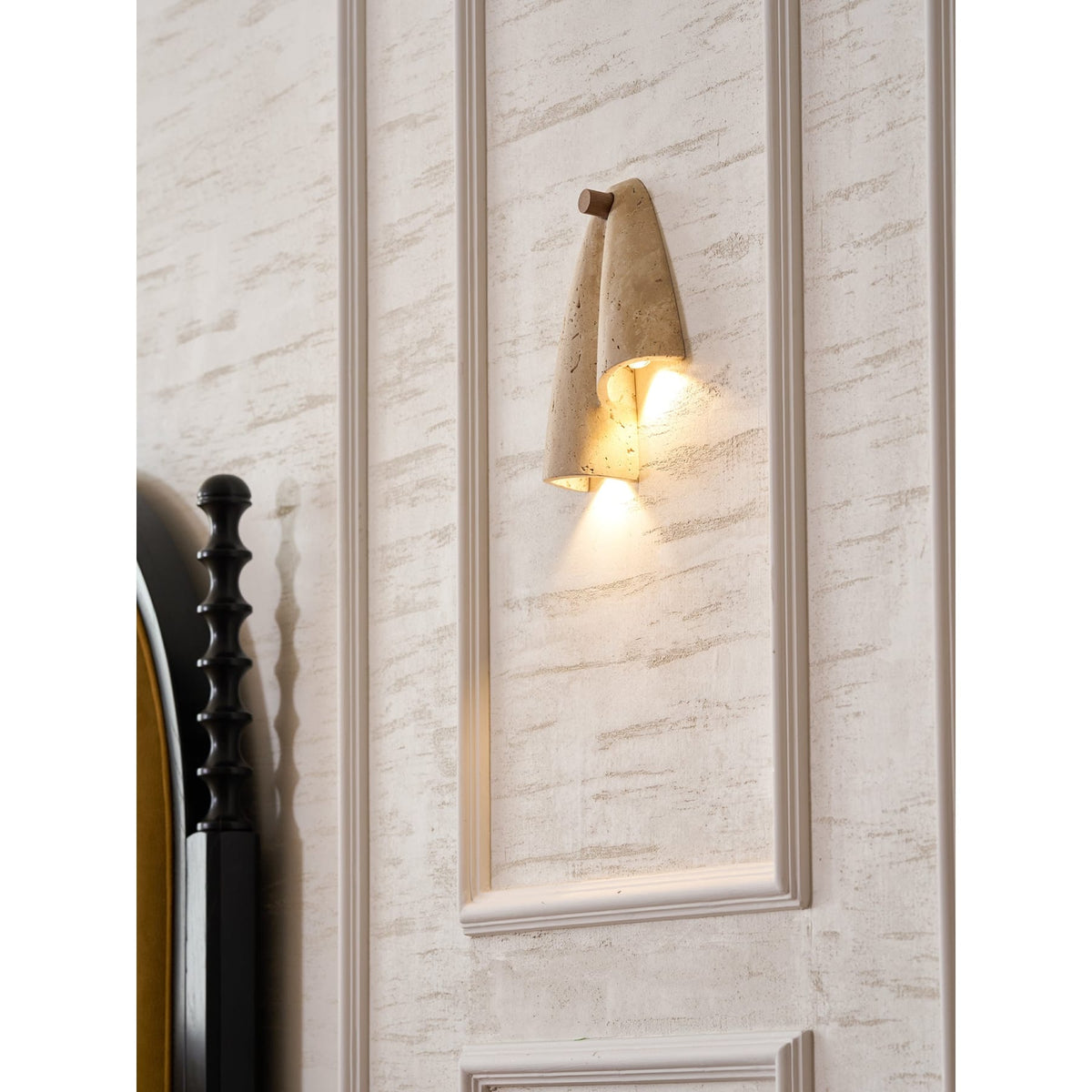 Modern Travertine Wall Sconce With Warm LED Glow