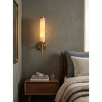 Modern Metal and Faux Alabaster Wall Sconce for Living Room