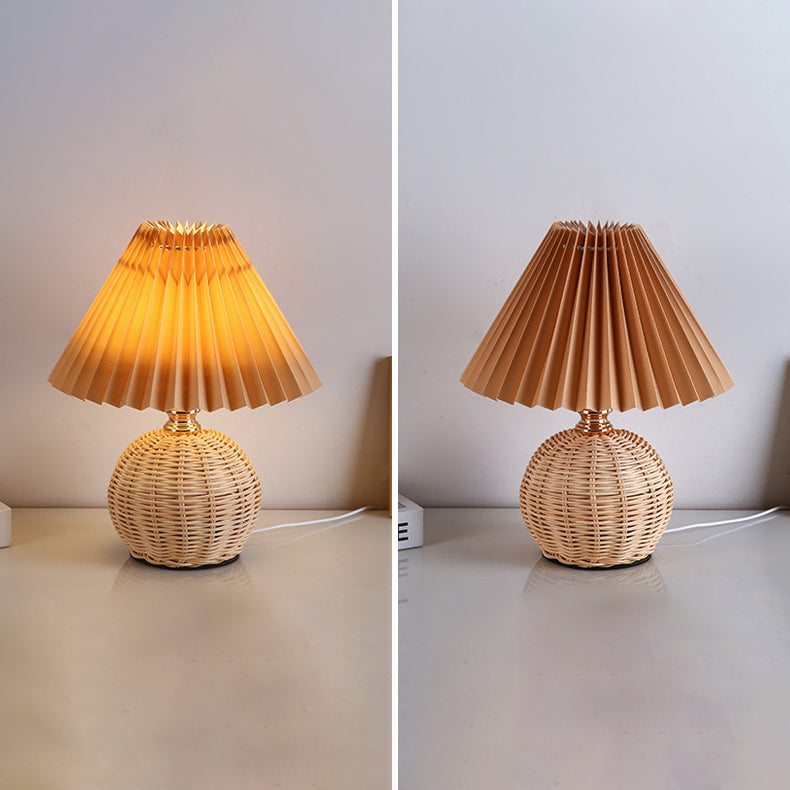 Bohemian Rattan Table Lamp With Tri-Color Warm Light