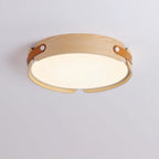 Scandinavian Wood Flush Mount Ceiling Light With Slim Low-Profile Design