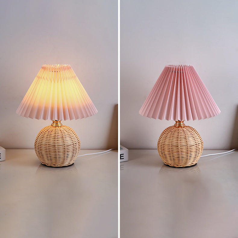 Bohemian Rattan Table Lamp With Tri-Color Warm Light