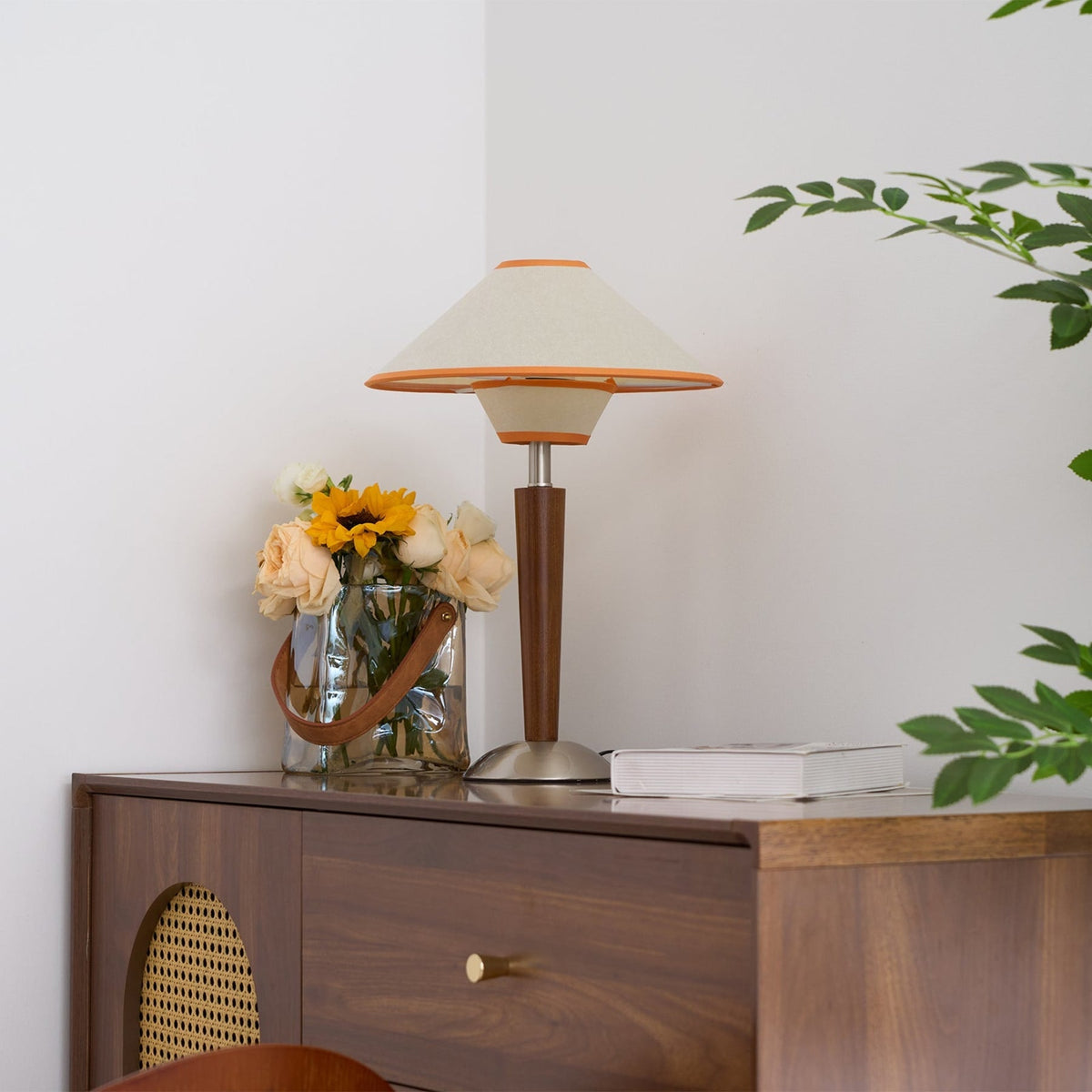 Modern Wood Table Lamp With Fabric Shade for Living Room
