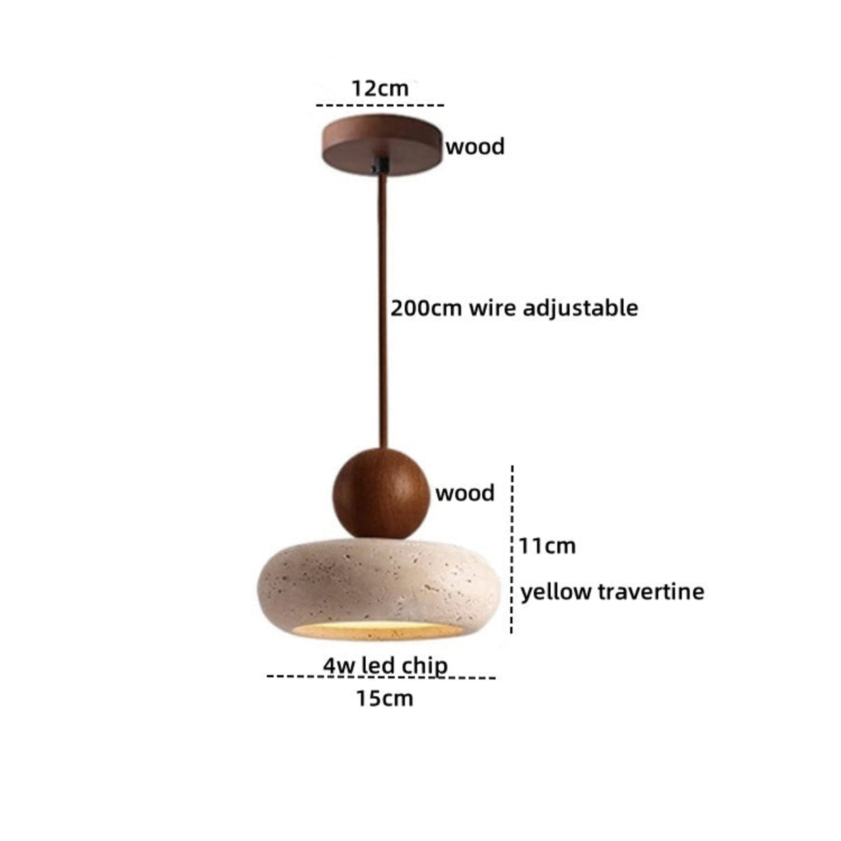 Modern Wood And Concrete Pendant Light With Warm LED Glow