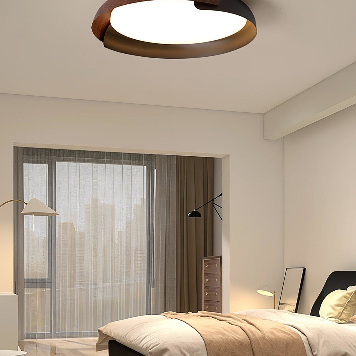 Modern Wood Flush Mount Ceiling Light for Living Room