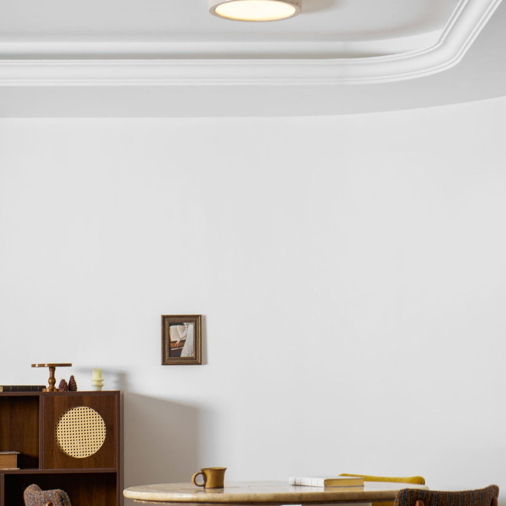 Modern Travertine Flush Mount Ceiling Light With Slim Profile