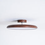 Scandinavian Wood-Effect Flush Mount Ceiling Light With Tri-Color Glow