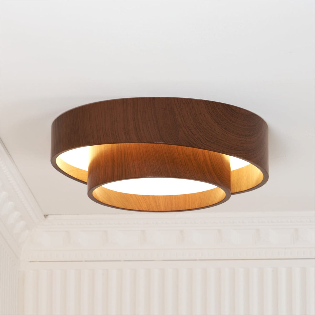 Scandinavian Wood Flush Mount Ceiling Light for Living Room