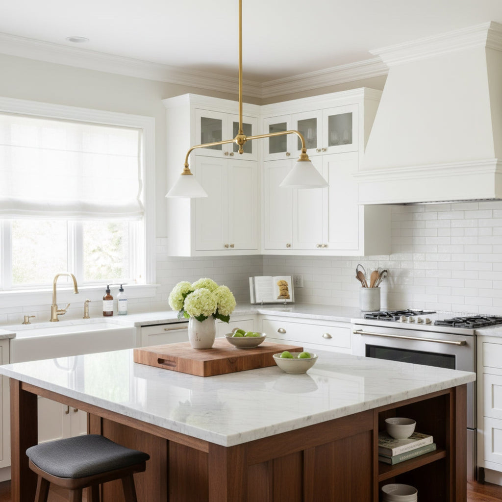 Modern Brass Pendant Light With Ceramic Shades for Dining Room