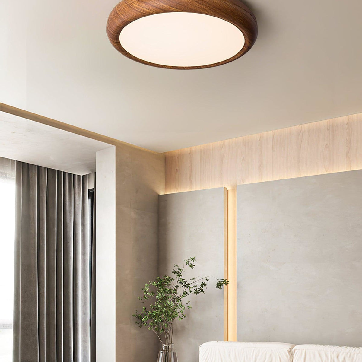 Scandinavian Wood Flush Mount Ceiling Light for Living Room