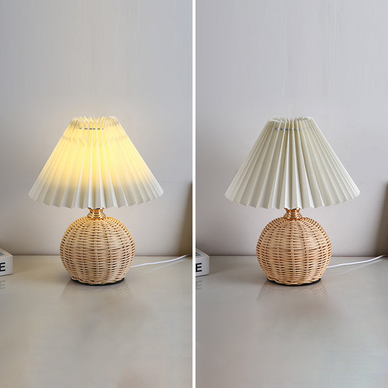 Bohemian Rattan Table Lamp With Tri-Color Warm Light