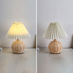 Bohemian Rattan Table Lamp With Tri-Color Warm Light
