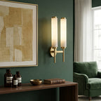 Modern Metal and Faux Alabaster Wall Sconce for Living Room