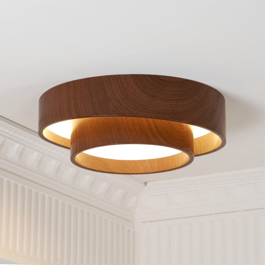 Scandinavian Wood Flush Mount Ceiling Light for Living Room