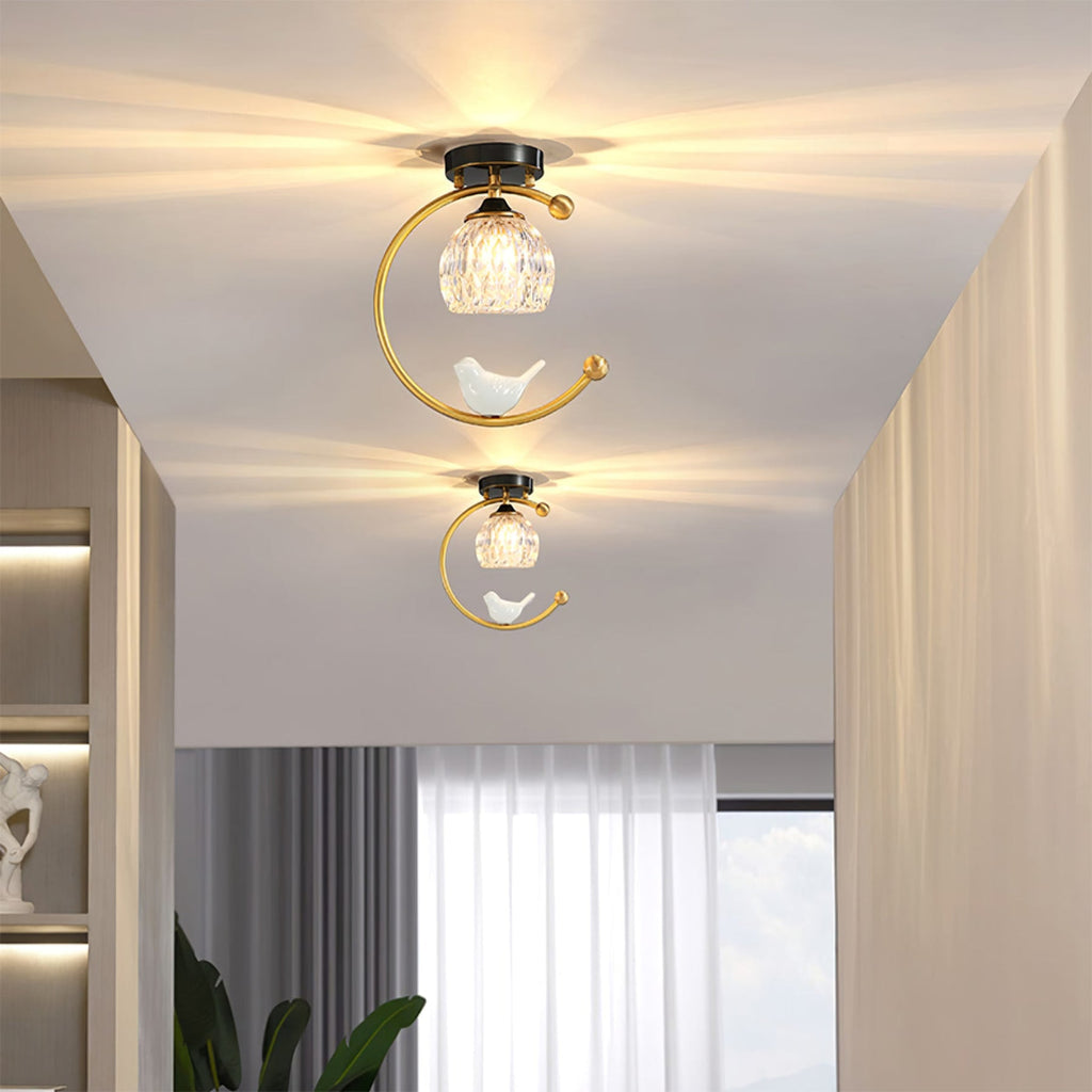 Modern Solid Brass Flush Mount Ceiling Light