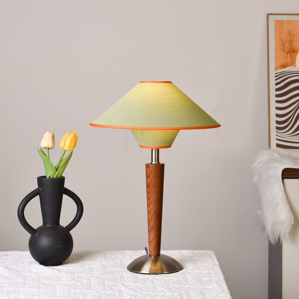 Modern Wood Table Lamp With Fabric Shade for Living Room