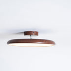 Scandinavian Wood-Effect Flush Mount Ceiling Light With Tri-Color Glow