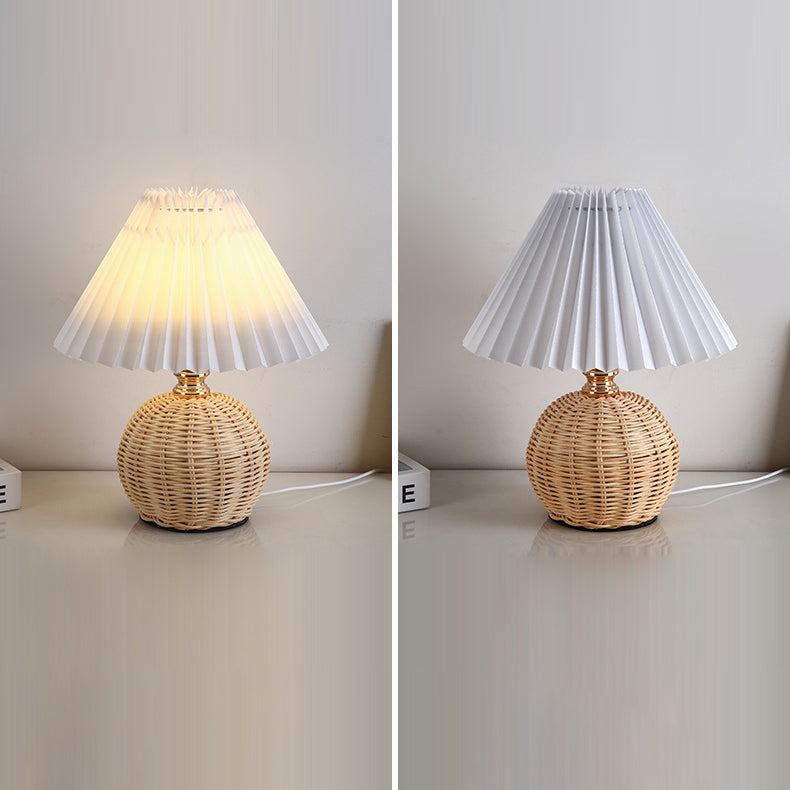 Bohemian Rattan Table Lamp With Tri-Color Warm Light