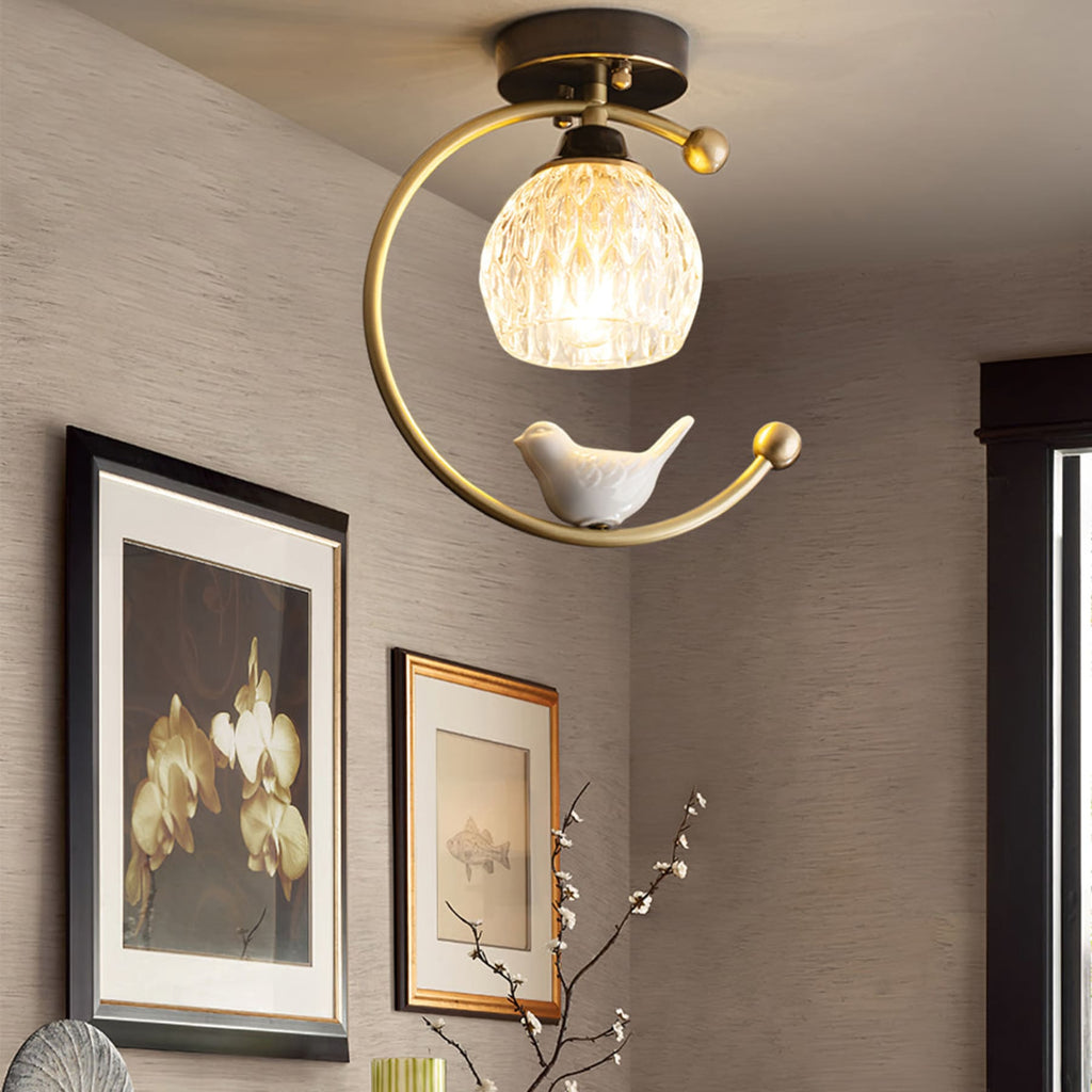 Modern Solid Brass Flush Mount Ceiling Light