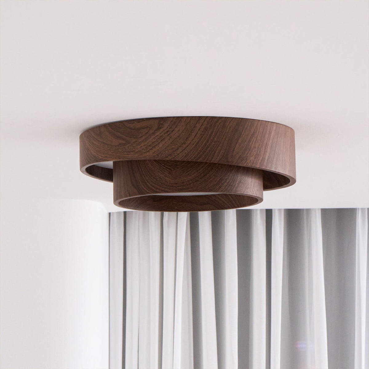 Scandinavian Wood Flush Mount Ceiling Light for Living Room