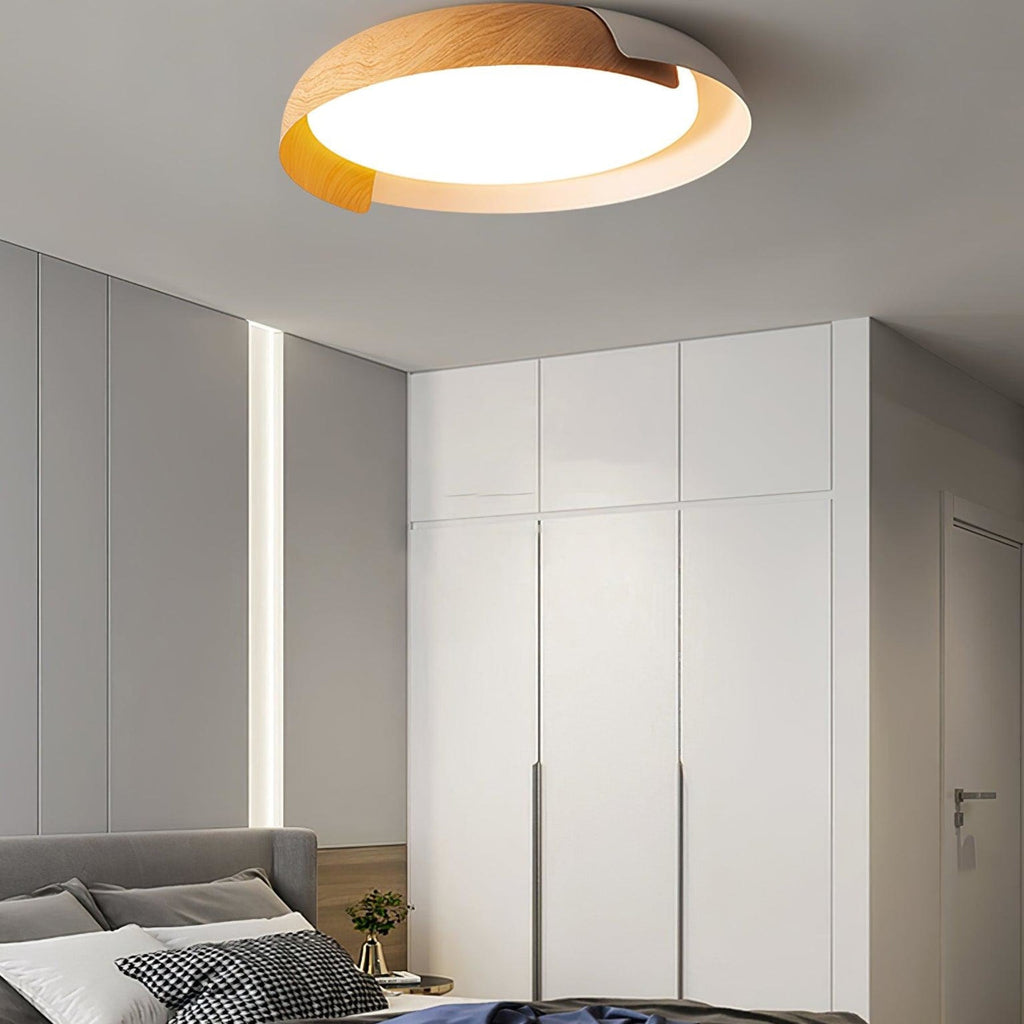 Modern Wood Flush Mount Ceiling Light for Living Room