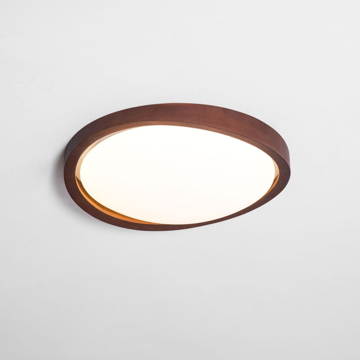 Modern Wood-Effect Fabric Flush Mount Ceiling Light With Tri-Color Glow