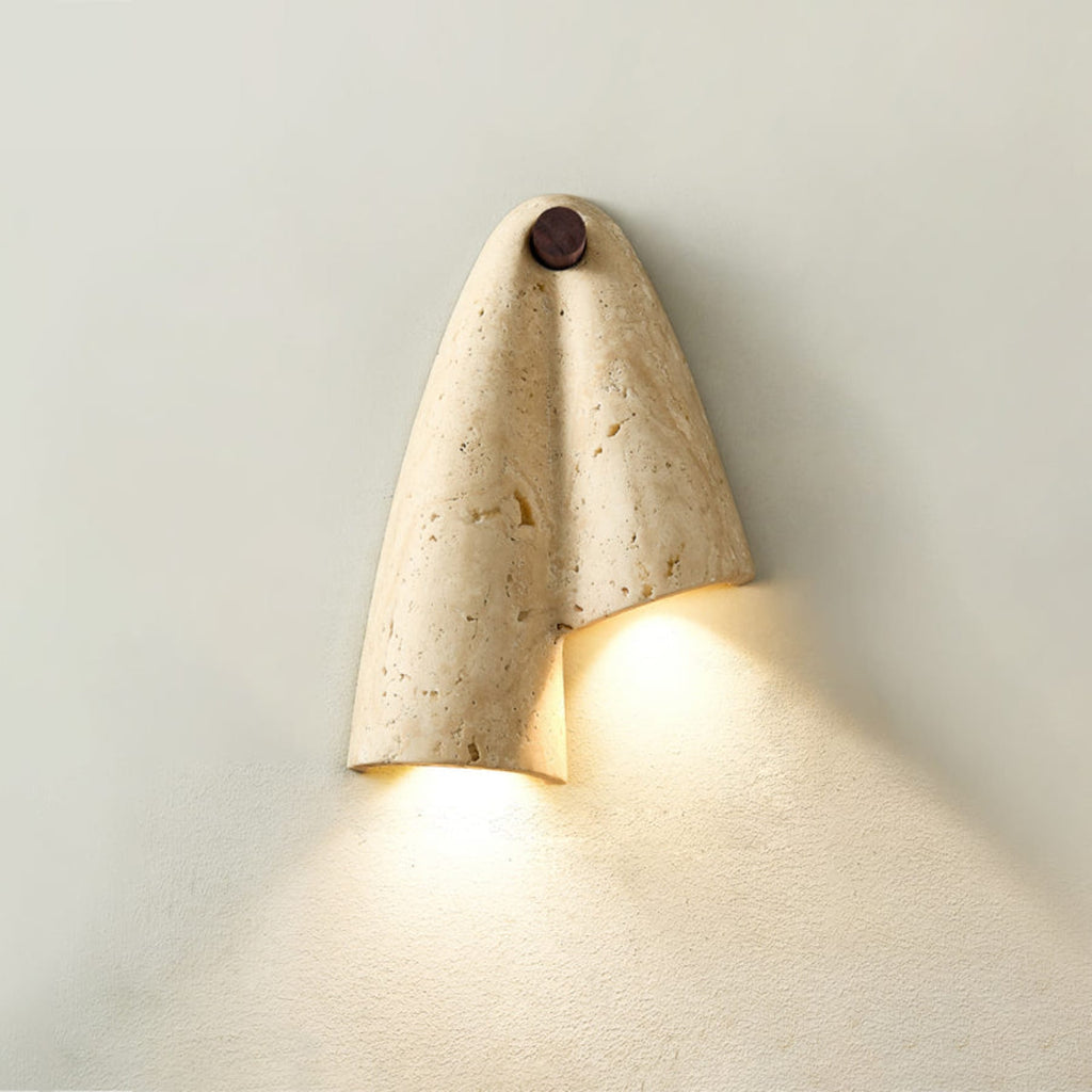 Modern Travertine Wall Sconce With Warm LED Glow
