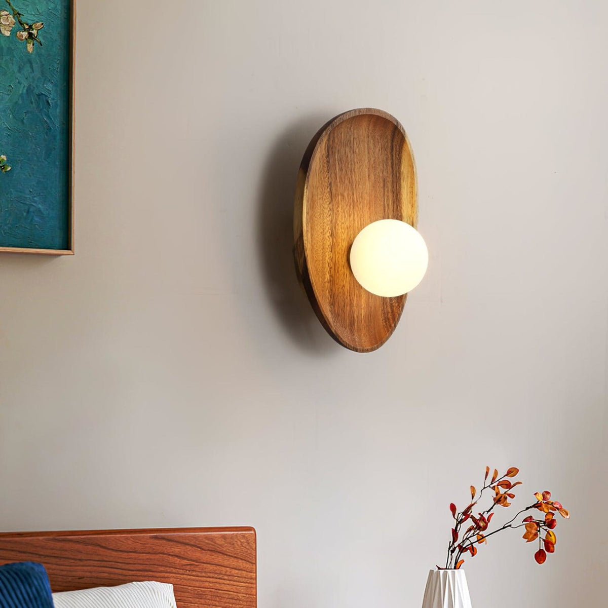 Modern Wood and Glass Wall Sconce for Living Room