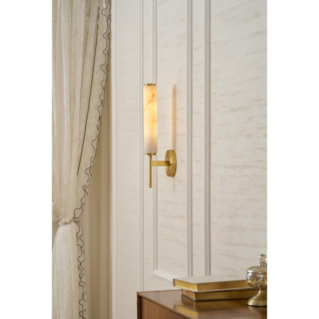 Modern Metal and Faux Alabaster Wall Sconce for Living Room