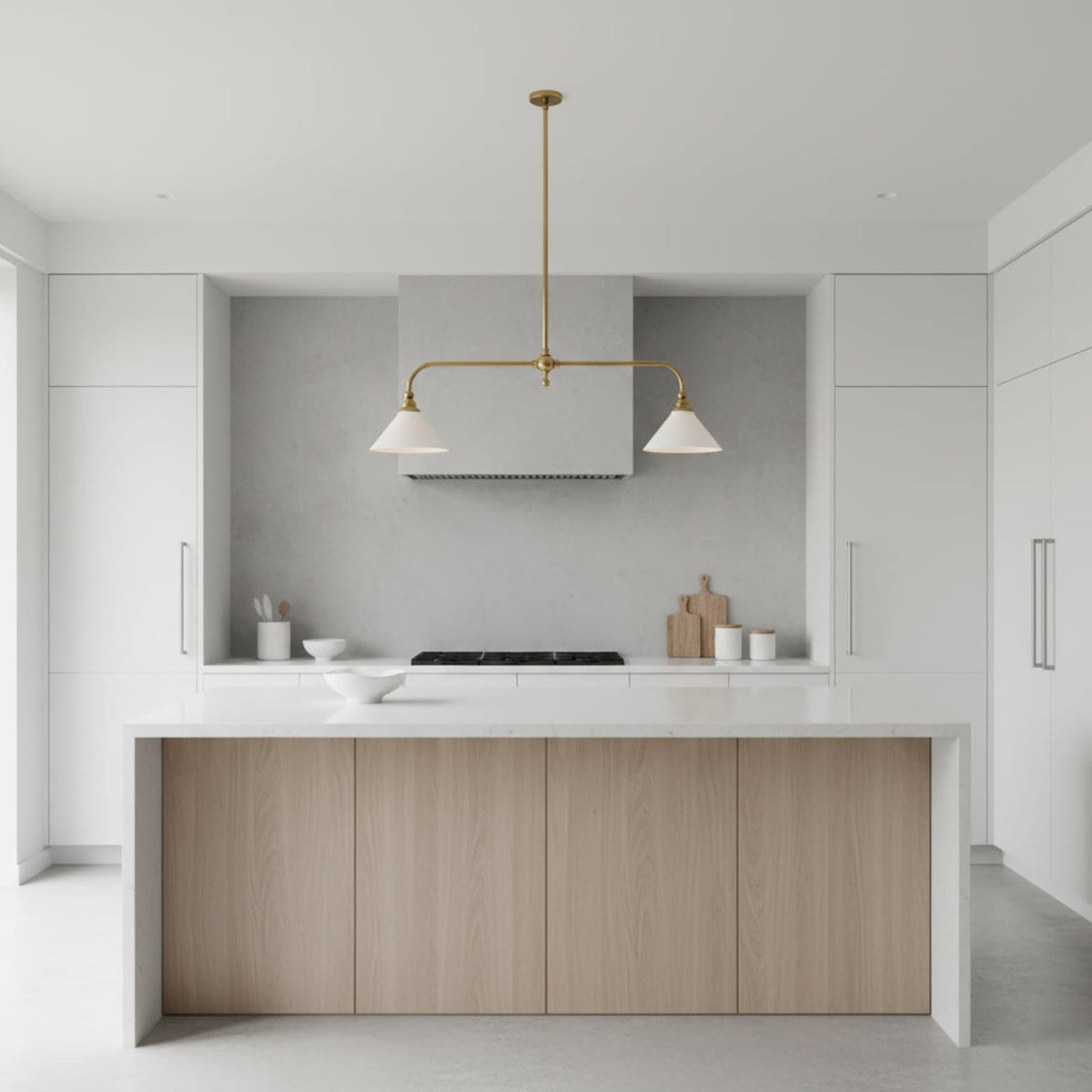 Modern Brass Pendant Light With Ceramic Shades for Dining Room