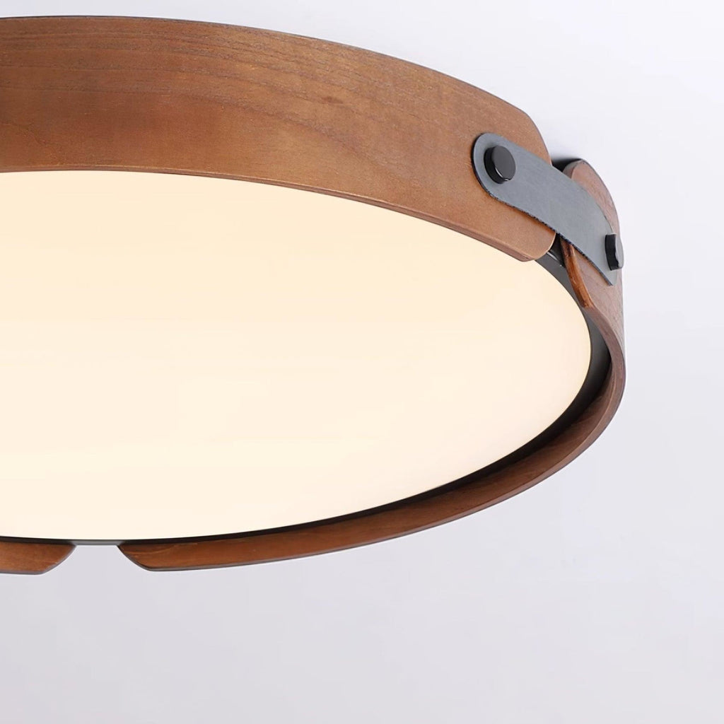 Scandinavian Wood Flush Mount Ceiling Light With Slim Low-Profile Design